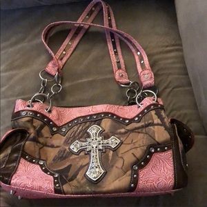 Pink and camo purse